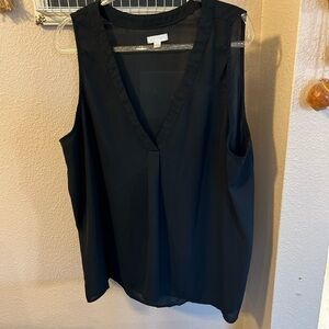 14th and union sheer black tank top v neck